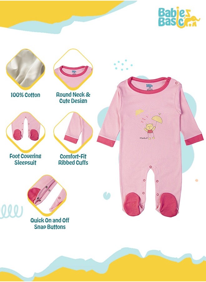 Babies Basic 100% Cotton Printed Long Sleeves Jumpsuit/Romper/Sleepsuit For Babies  - Image 2
