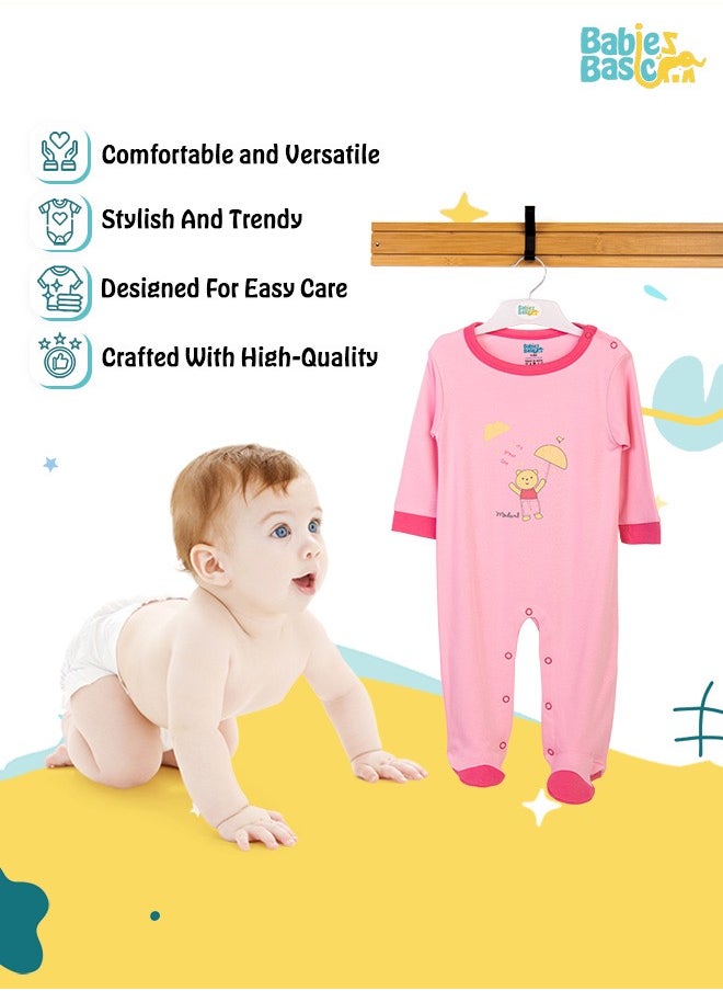 Babies Basic 100% Cotton Printed Long Sleeves Jumpsuit/Romper/Sleepsuit For Babies  - Image 3