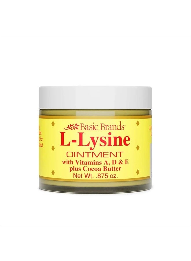 Basic Brands L-Lysine Ointment, Cold Sore Fever Blister Relief, Soothes Chapped Lips and Dry Skin, Goes on Clear, 0.875 oz (Pack of 1)