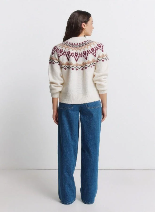 Springfield  High-waisted jeans with front and back patch pockets, front buttons fastening , and a very wide, straight leg. These jeans feature a washing process using cutting-edge technologies, reducing water, chemical, and energy consumption. for Women | Best Price UAE