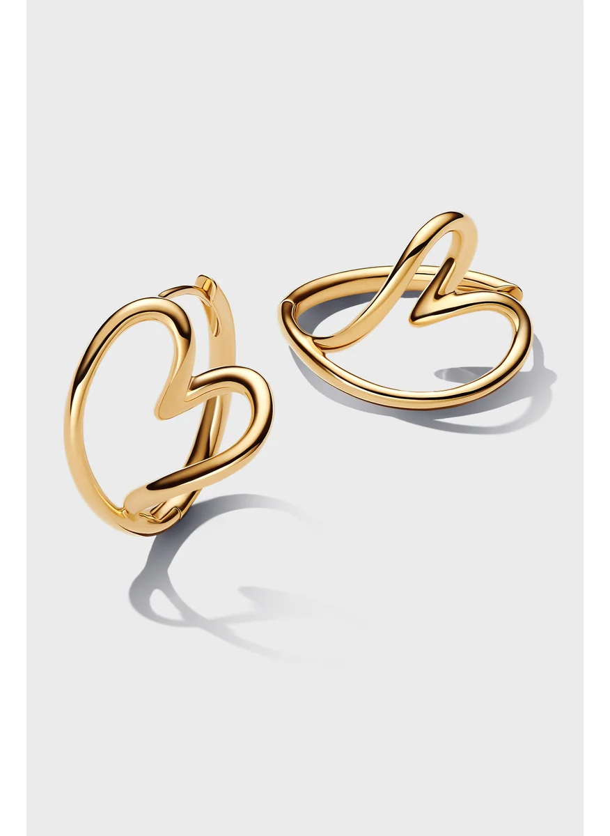 باندورا Organically Shaped Heart Hoop Earrings