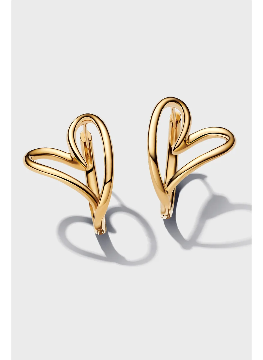 باندورا Organically Shaped Heart Hoop Earrings