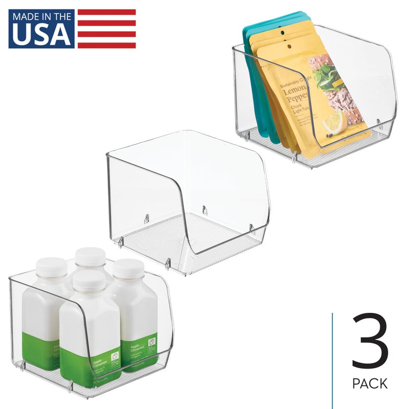 iDesign Stackable Open-Front Storage Bins for Kitchen and Pantry Organization - Set of 3 - Clear - Image 2