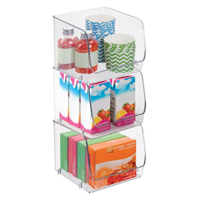 iDesign Stackable Open-Front Storage Bins for Kitchen and Pantry Organization - Set of 3 - Clear - Image 1