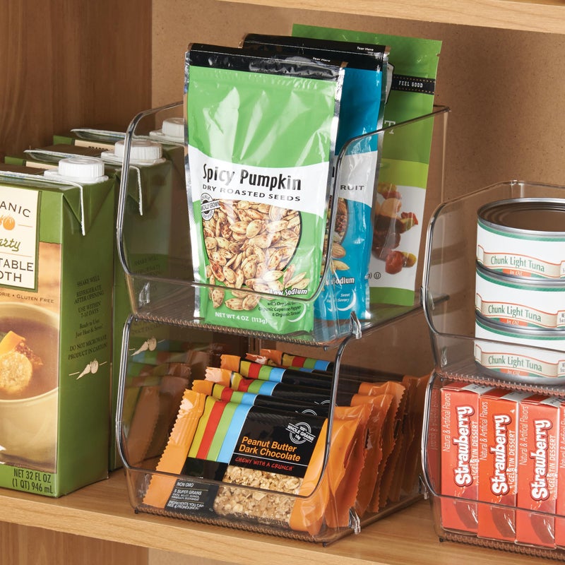 iDesign Stackable Open-Front Storage Bins for Kitchen and Pantry Organization - Set of 3 - Clear - Image 3