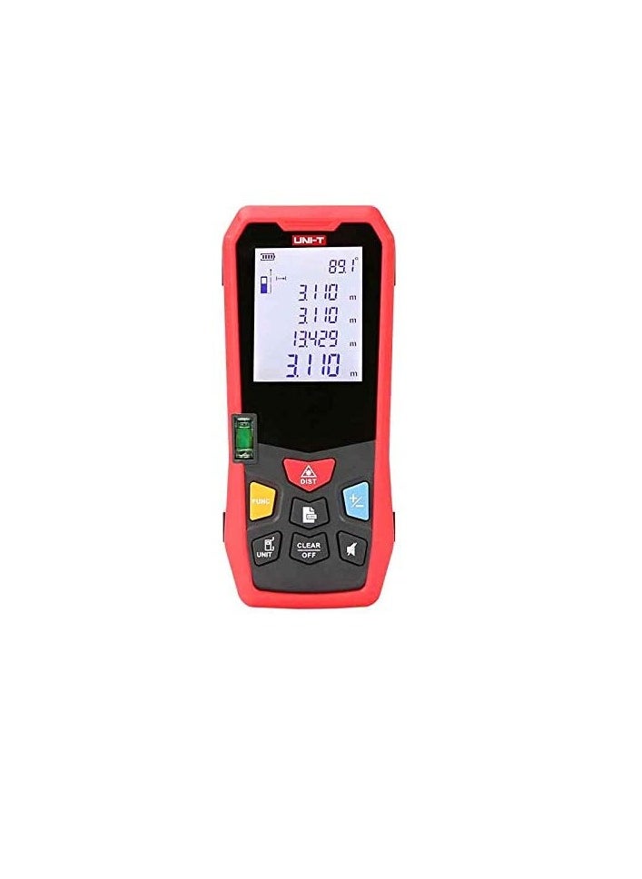 UNI-T High Precision Infrared Laser Distance Meter | 100 Meter Digital Ruler With Physical and Electronics Leveler | Professional Red Laser Multiple functions Meter | LM100