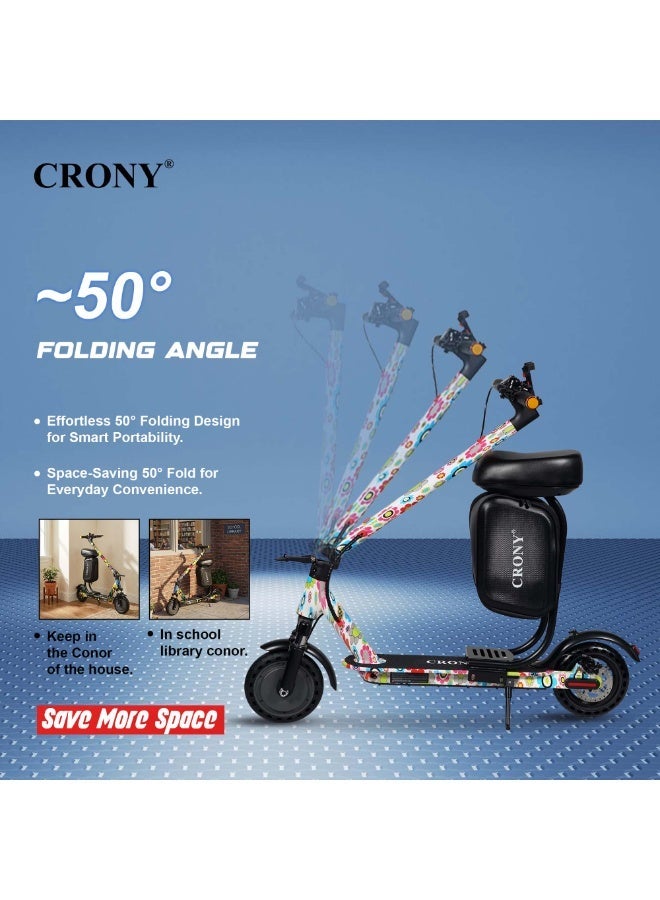 Crony M365 Kids Electric Scooter 500W, 36V 7.8Ah Battery, 25–35km/h Safe Speed, 15–20km Long-Range Ride, Foldable Lightweight E-Scooter for Boys & Girls, Adjustable Handlebar, LED Lights, Strong Frame 120kg Load, Beginner-Friendly Smooth Acceleration, Stable Braking System, Shock-Absorbing Design, Compact Portable Electric Kick Scooter for Teens & Children, M365 APP SEAT With Suspension Ice Fire - Image 4