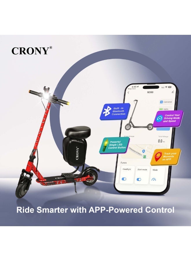 Crony M365 Kids Electric Scooter 500W, 36V 7.8Ah Battery, 25–35km/h Safe Speed, 15–20km Long-Range Ride, Foldable Lightweight E-Scooter for Boys & Girls, Adjustable Handlebar, LED Lights, Strong Frame 120kg Load, Beginner-Friendly Smooth Acceleration, Stable Braking System, Shock-Absorbing Design, Compact Portable Electric Kick Scooter for Teens & Children, M365 APP SEAT With Suspension Ice Fire - Image 3