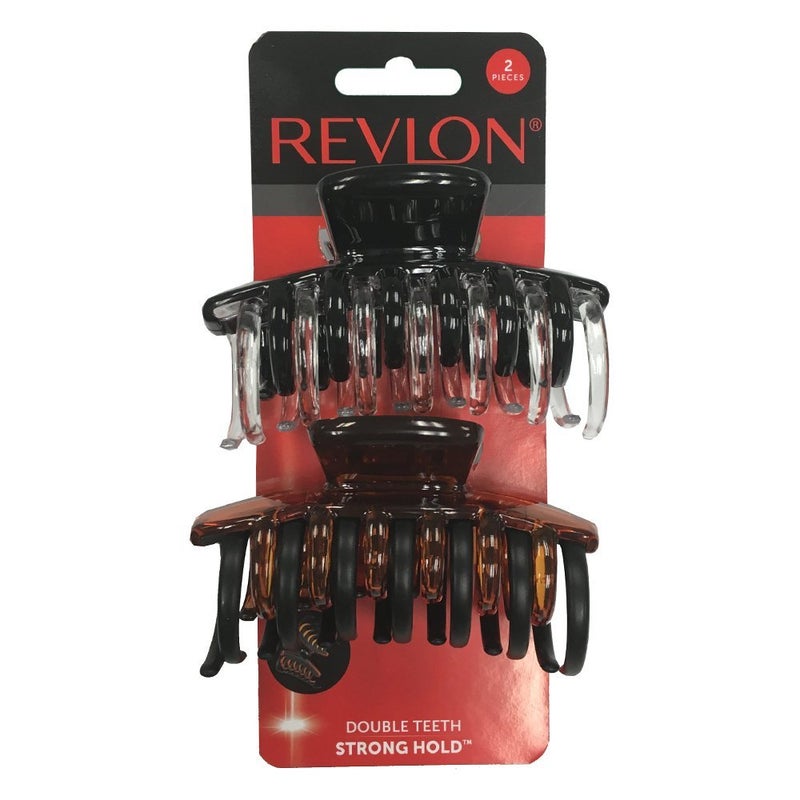 Revlon Strong Hold Hair Claw Clips, Brown/Black, 2 Count (Pack of 1) - Image 1