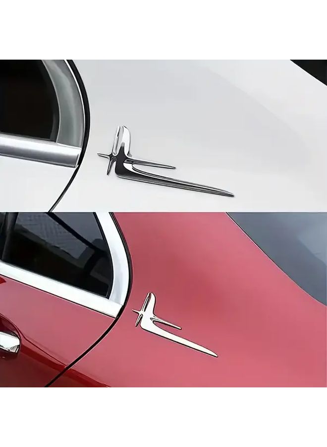 2Pcs Chrome Plated ABS Plastic Fender Badges Easy Install Scratch Resistant - Image 3