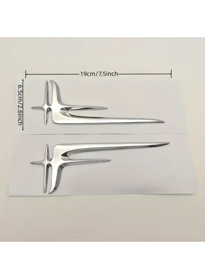 2Pcs Chrome Plated ABS Plastic Fender Badges Easy Install Scratch Resistant - Image 2