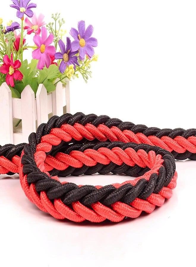 Wellway Heavy Duty Braided Dog Leash with Chain Collar - Strong Rope Training Lead with Metal Slip Control, Anti Pull Walking Leash for Medium & Large Dogs (Red & Black) - Image 5