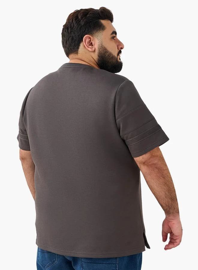 Maxim Men Regular Fit Crew Neck Short Sleeve Tape Detail T shirt