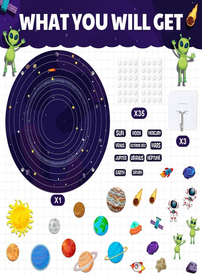 مجموعة لوحة قصصية من اللباد MiniInflat، لوحة قصصية من اللباد للنظام الشمسي، 2.5 قدم، أداة مونتيسوري تفاعلية لسرد قصص الفضاء الخارجي والكون، هدية عيد الحب أو عيد الميلاد، تعلم الفضاء (36، شمسي) - Image 3