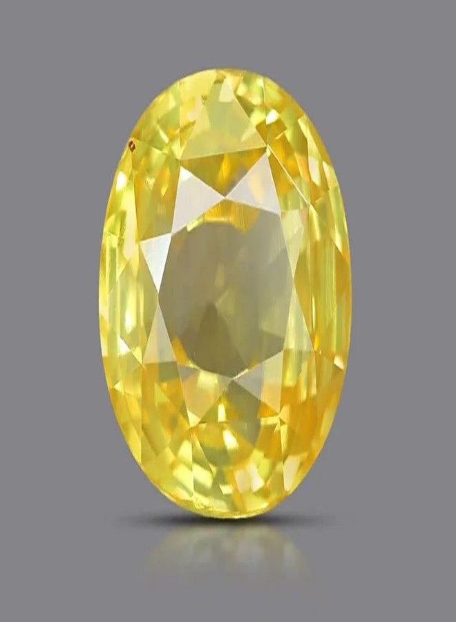 IRIS GEMS 3 Carat Yellow Sapphire 3.29 Ratti Pukhraj Stone Original Certified Old Mine Srilankan Yellow Sapphire Natural Stone पुखराज रत्न ओरिजिनल Beautiful Oval Shape Pushparagam Stone For Unisex By IRIS GEMS - Image 5