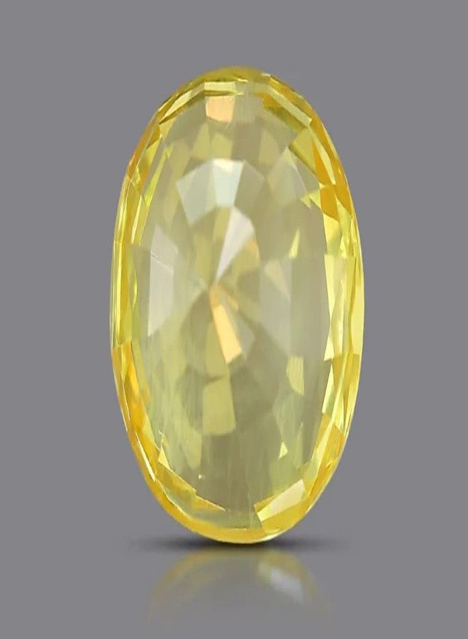 IRIS GEMS 3 Carat Yellow Sapphire 3.29 Ratti Pukhraj Stone Original Certified Old Mine Srilankan Yellow Sapphire Natural Stone पुखराज रत्न ओरिजिनल Beautiful Oval Shape Pushparagam Stone For Unisex By IRIS GEMS - Image 2