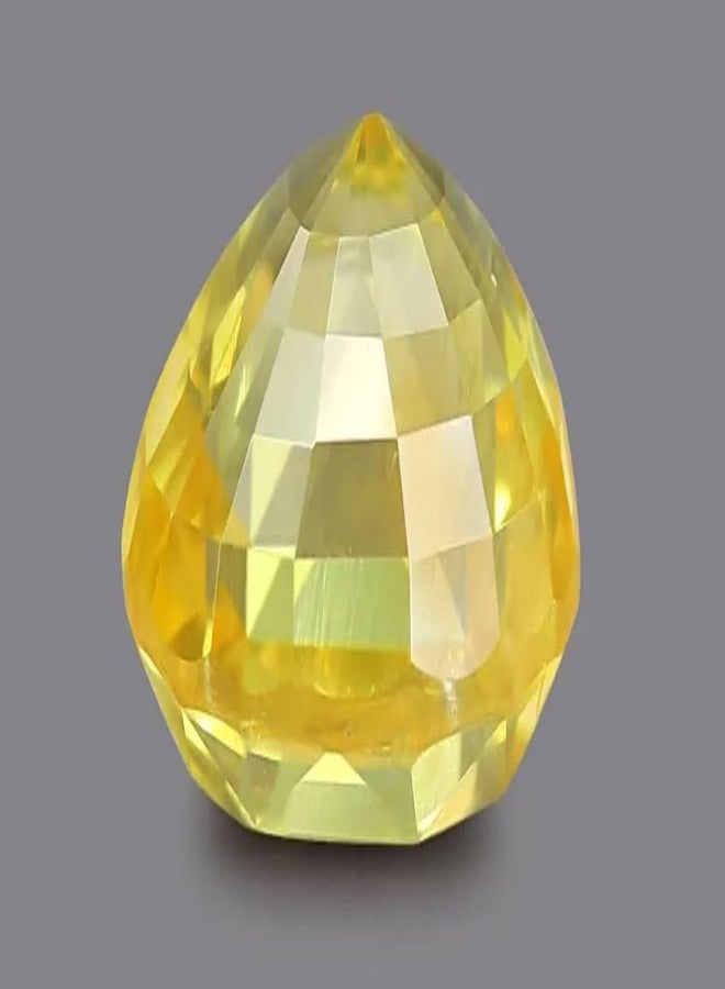 IRIS GEMS 3 Carat Yellow Sapphire 3.29 Ratti Pukhraj Stone Original Certified Old Mine Srilankan Yellow Sapphire Natural Stone पुखराज रत्न ओरिजिनल Beautiful Oval Shape Pushparagam Stone For Unisex By IRIS GEMS - Image 3