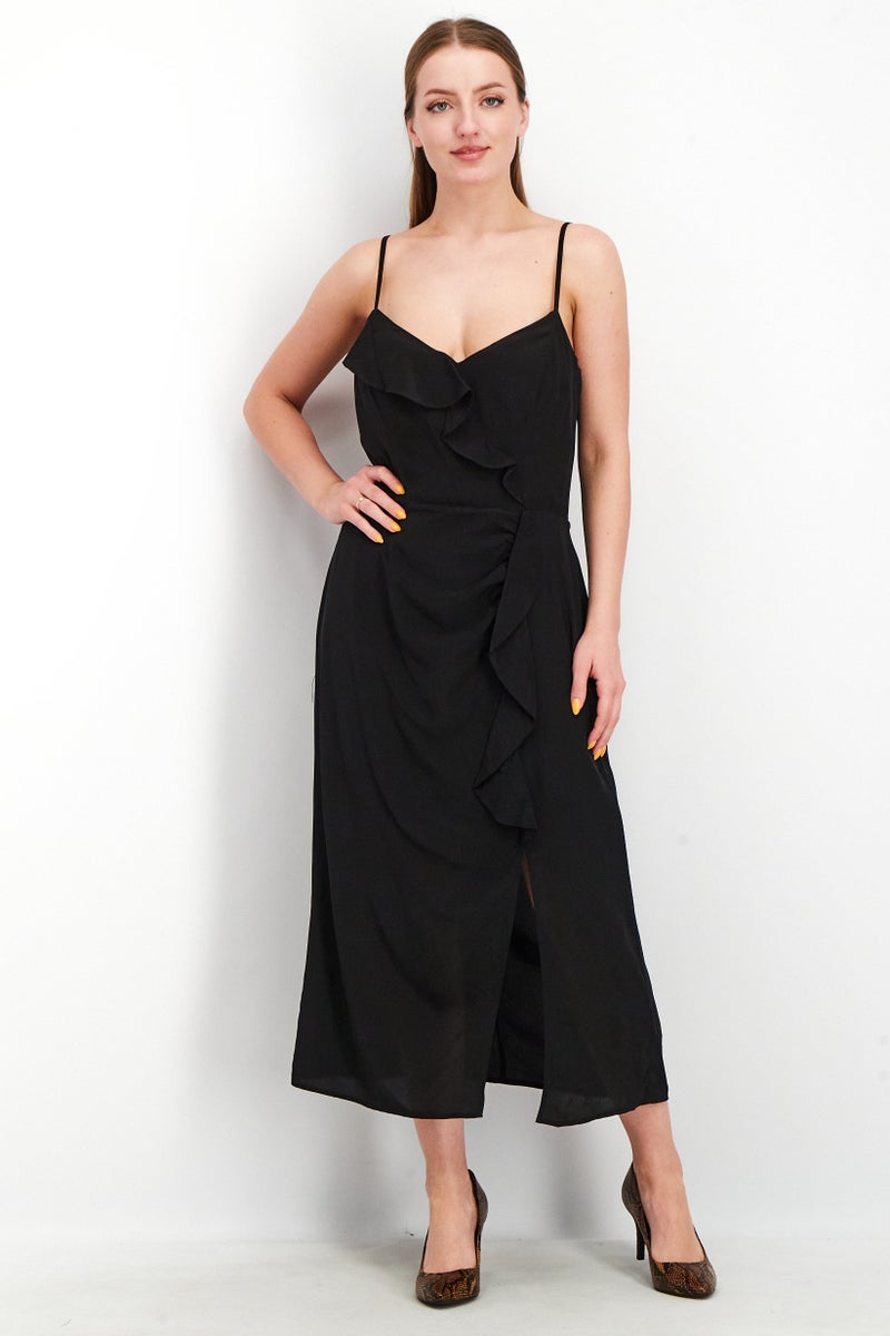 PARKER Women Solid Sleeveless Mini Dress, Black - Image 1