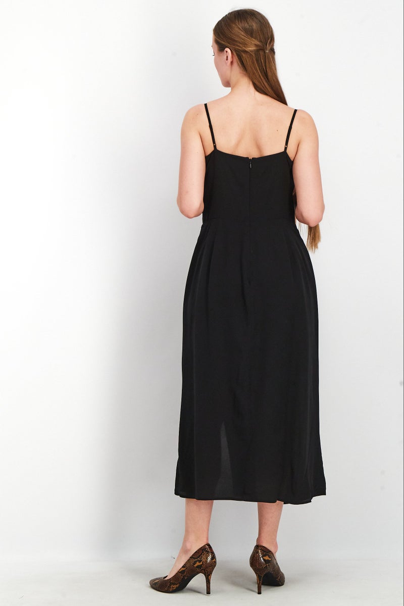 PARKER Women Solid Sleeveless Mini Dress, Black - Image 2