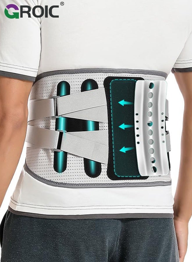 GROIC مشد الخصر، حزام دعم الخصر لتخفيف آلام أسفل الظهر، دعامة قطنية قابلة للتعديل مع أحزمة مزدوجة للرجال والنساء، مشد الخصر للعمل، والتمارين، والارتداء اليومي - Image 1