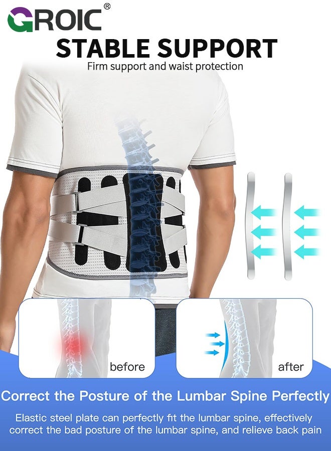 GROIC مشد الخصر، حزام دعم الخصر لتخفيف آلام أسفل الظهر، دعامة قطنية قابلة للتعديل مع أحزمة مزدوجة للرجال والنساء، مشد الخصر للعمل، والتمارين، والارتداء اليومي - Image 5