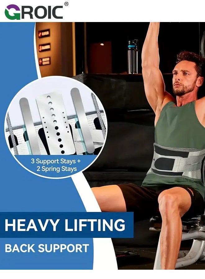 GROIC مشد الخصر، حزام دعم الخصر لتخفيف آلام أسفل الظهر، دعامة قطنية قابلة للتعديل مع أحزمة مزدوجة للرجال والنساء، مشد الخصر للعمل، والتمارين، والارتداء اليومي - Image 4