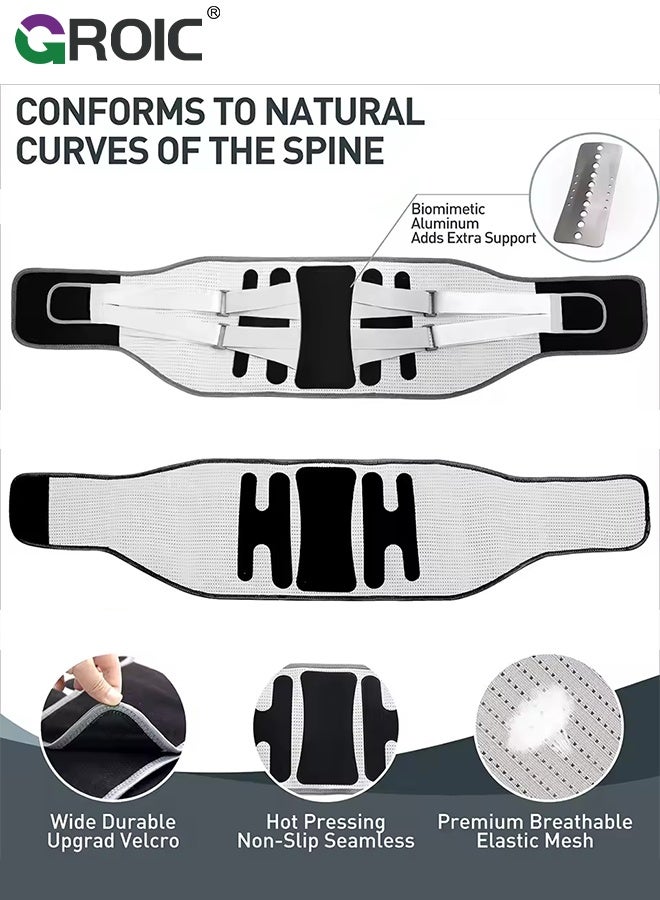 GROIC مشد الخصر، حزام دعم الخصر لتخفيف آلام أسفل الظهر، دعامة قطنية قابلة للتعديل مع أحزمة مزدوجة للرجال والنساء، مشد الخصر للعمل، والتمارين، والارتداء اليومي - Image 2