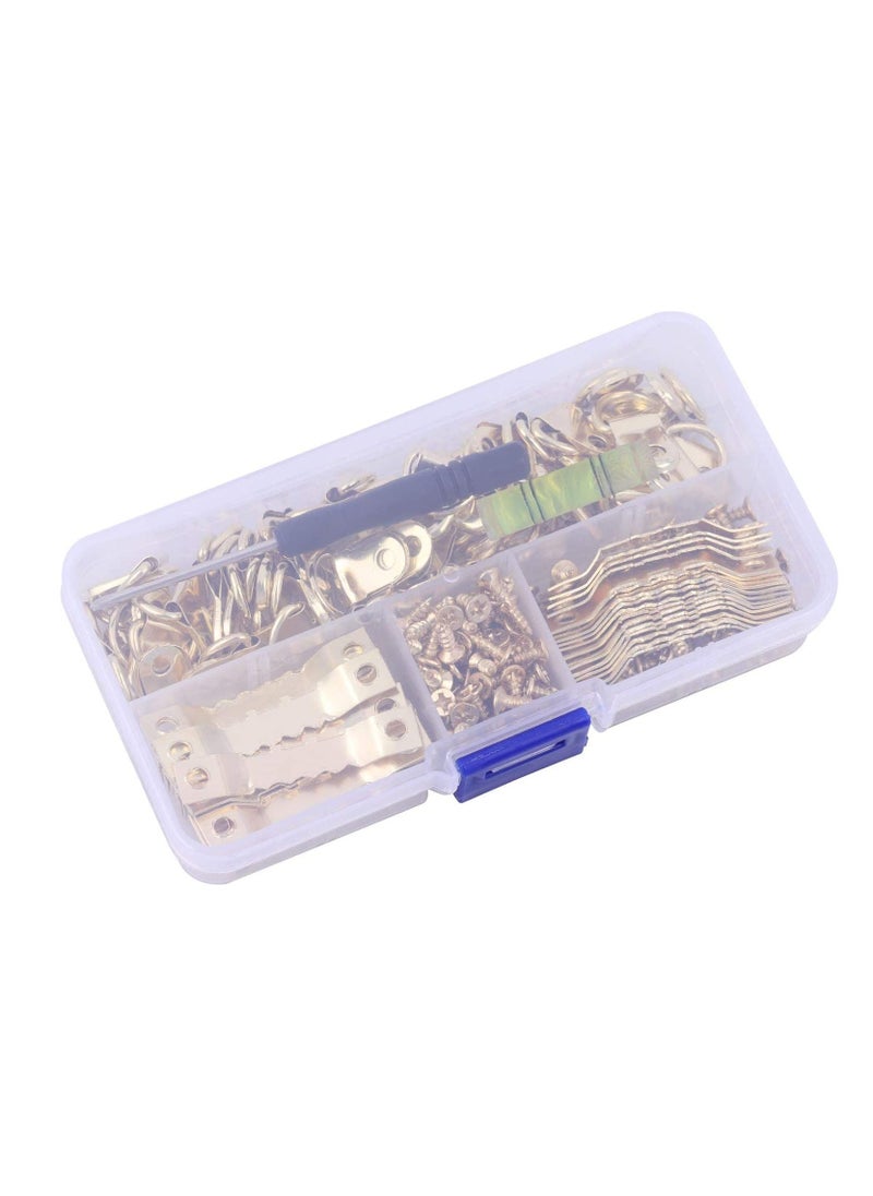 Generic - Complete Picture Hanging Kit with D Ring Sawtooth Hooks and Level 252 Pieces for Frames in Silver and Gold - Image 1