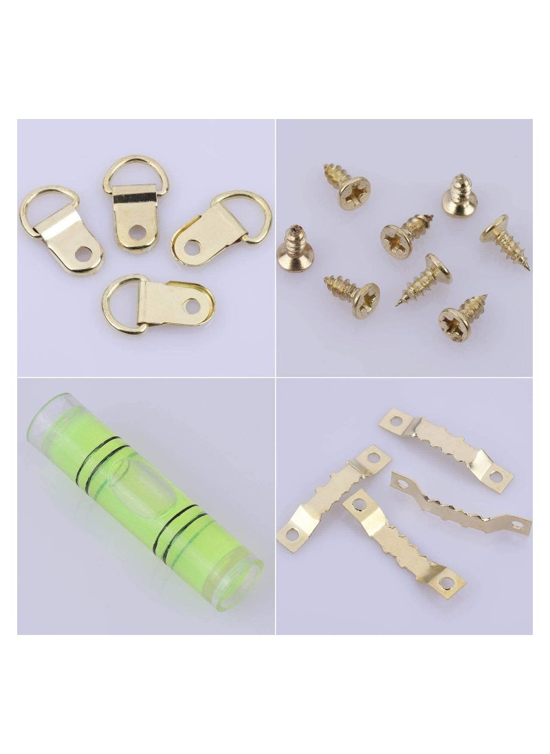 Generic - Complete Picture Hanging Kit with D Ring Sawtooth Hooks and Level 252 Pieces for Frames in Silver and Gold - Image 1