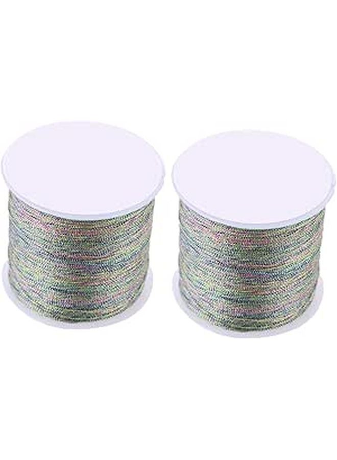 Gold Silver Wire Craft Cord 2 Rolls Hand Woven Stretch Bracelet String For Jewelry Making DIY - Image 1