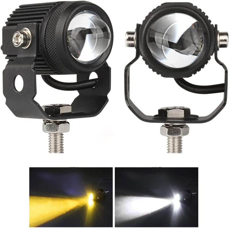 GES Motorcycle LED Fog Lights, 2 Pack LED Driving Lights Motorcycle Fog Lights High Low Beam White Yellow Headlights Fog Lamps Electric Work Driving Headlamp Spot Lamps for for Bike - Image 1