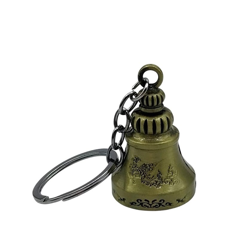 TEJ GIFTS Classic Antique Tibetan Temple Bell Shaped Keyring for Gift Gaurdian bell for Car Bike Bags Metal Key ring Key Chain Bag Charm Gift (Antique) - Image 4