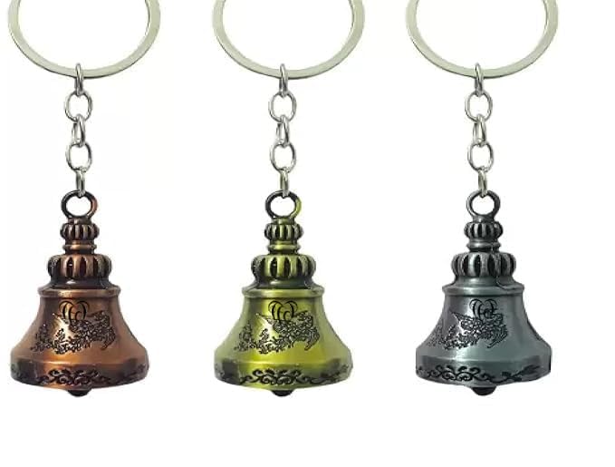 TEJ GIFTS Classic Antique Tibetan Temple Bell Shaped Keyring for Gift Gaurdian bell for Car Bike Bags Metal Key ring Key Chain Bag Charm Gift (Antique) - Image 3