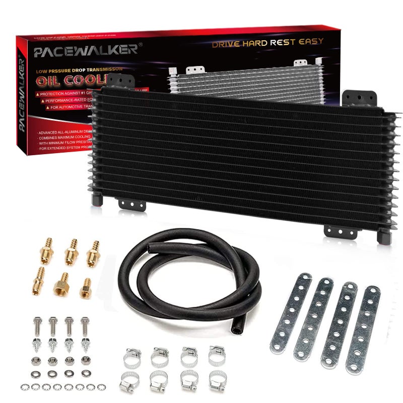 PACEWALKER Transmission Oil Cooler 40000 GVW Low Pressure Drop LPD47391 47391 with Mounting Hardware Upgrade VersionBlack