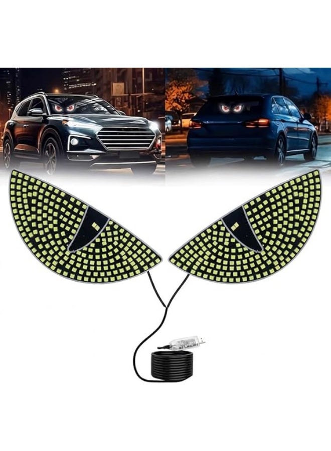 Car LED Light Fierce Eyes Rear Window USB Powered Decorative Lighting Panel with Multiple Light Modes and Control Button, Easy Install Universal Car Interior LED Decoration for All Vehicle Types - Image 1