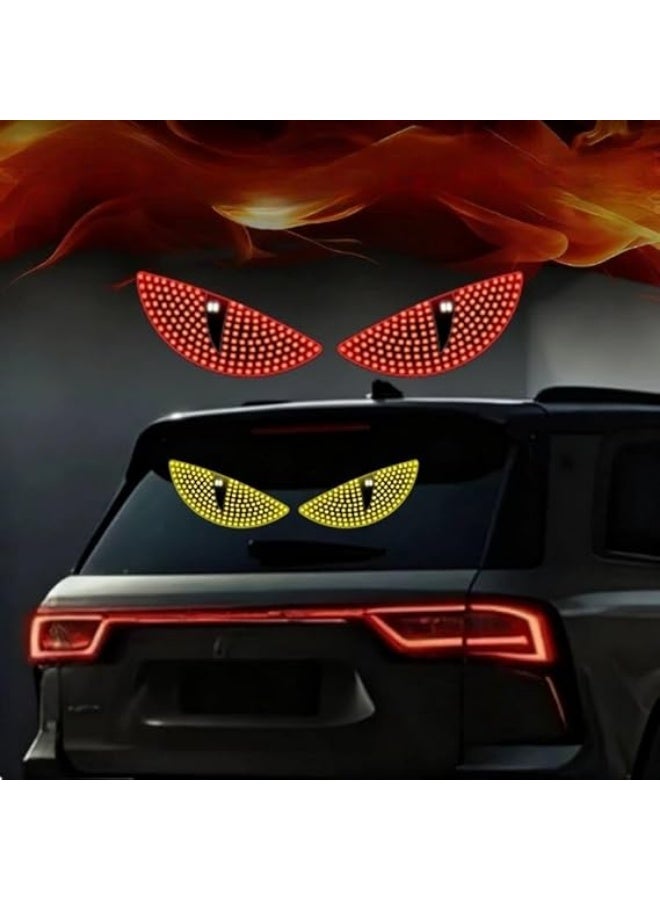 Car LED Light Fierce Eyes Rear Window USB Powered Decorative Lighting Panel with Multiple Light Modes and Control Button, Easy Install Universal Car Interior LED Decoration for All Vehicle Types - Image 4