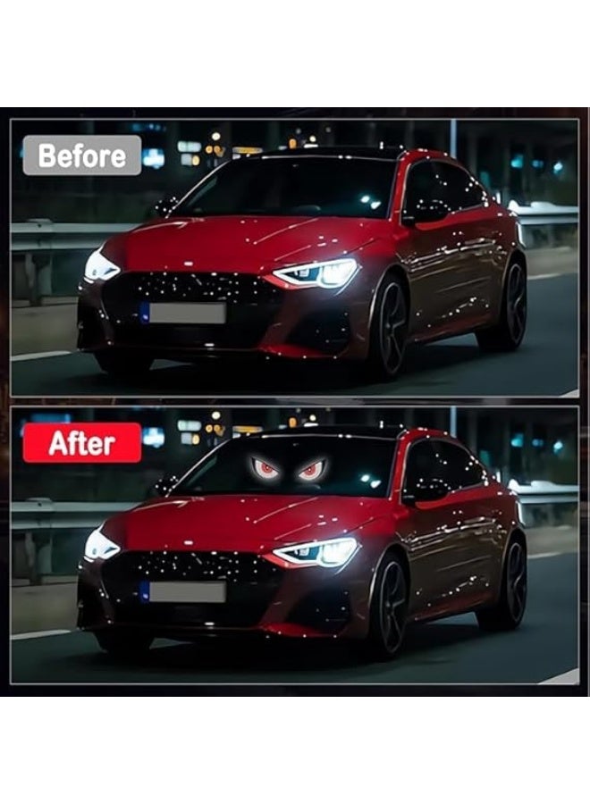 Car LED Light Fierce Eyes Rear Window USB Powered Decorative Lighting Panel with Multiple Light Modes and Control Button, Easy Install Universal Car Interior LED Decoration for All Vehicle Types - Image 3