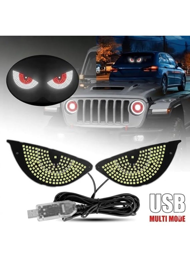Car LED Light Fierce Eyes Rear Window USB Powered Decorative Lighting Panel with Multiple Light Modes and Control Button, Easy Install Universal Car Interior LED Decoration for All Vehicle Types - Image 2