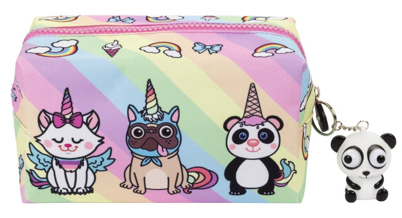 FRINGOO® Large Square Pencil Case Stationery Pouch With Eye Popper Zip Puller (Unicorn Team) … - Image 2