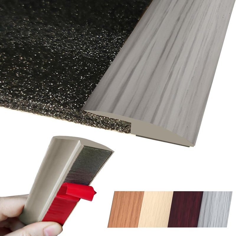 Maxiroc Floor Transition Strip Self Adhesive Carpet Wood Tile Vinyl Flooring Laminate Transition Cover Edge Trim Gap Doorway Threshold for Uneven Floors Heights Within 5 mm (40 inches, Gray Forest) - Image 1
