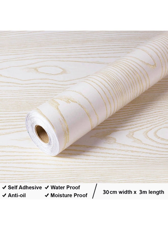التعارف ورق جدران من الخشب الذهبي الأبيض ذاتية اللصق، ملصقات فينيل مقاومة للماء، ورق حائط من مادة PVC (30 سم × 304 سم) - Image 3