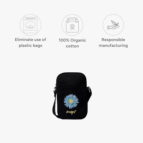 EcoRight Eco Right Mobile Sling Bag For Women & Men, Small Crossbody Bags For Women With Adjustable Cotton Strap, Black - Image 3