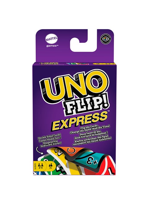 UNO Flip Express  Matching Card Game Featuring Faster Play with 56 Cards, Game Night, Kids Gift Ages 7 Years & Older