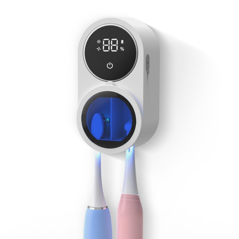 Automatic rotating toothbrush sterilizer with UV light, fan and drying ring for bathroom hygiene, smart home accessories - Image 1