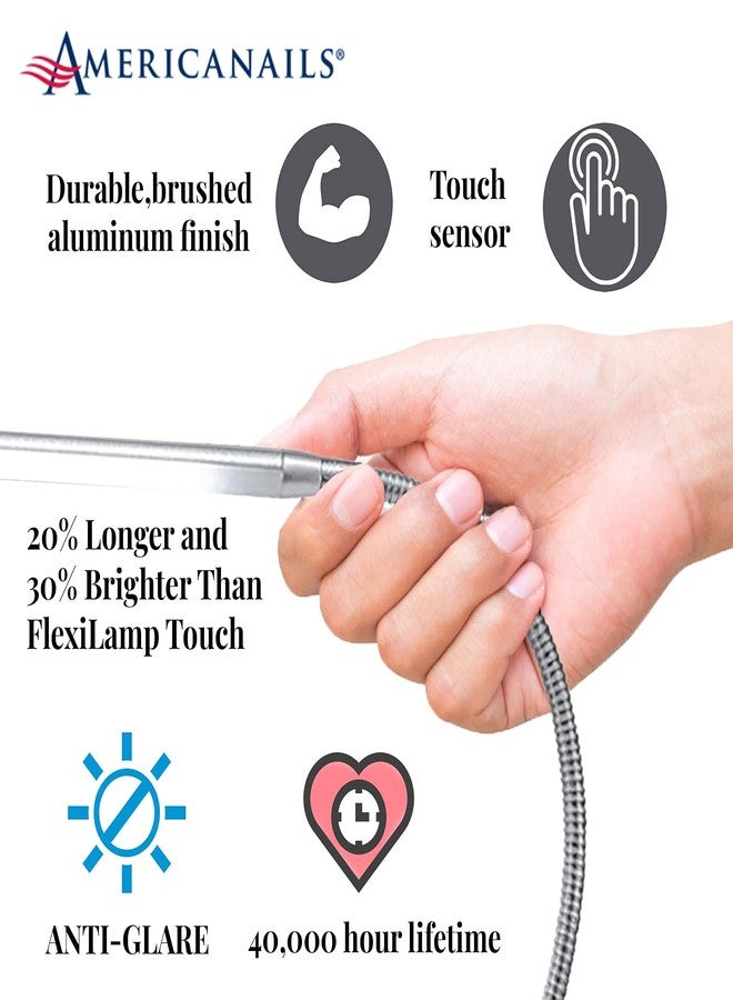 AMERICANAILS .COM Americanails FlexiLamp Touch XL - LED Table Desk Lamp - Removable Clamp - Adjustable Lighting for Nail Stations - Manicure Table Light - Flexible Arm - 3 Brightness Levels - Touch Sensor - 400 Lumens - Image 4