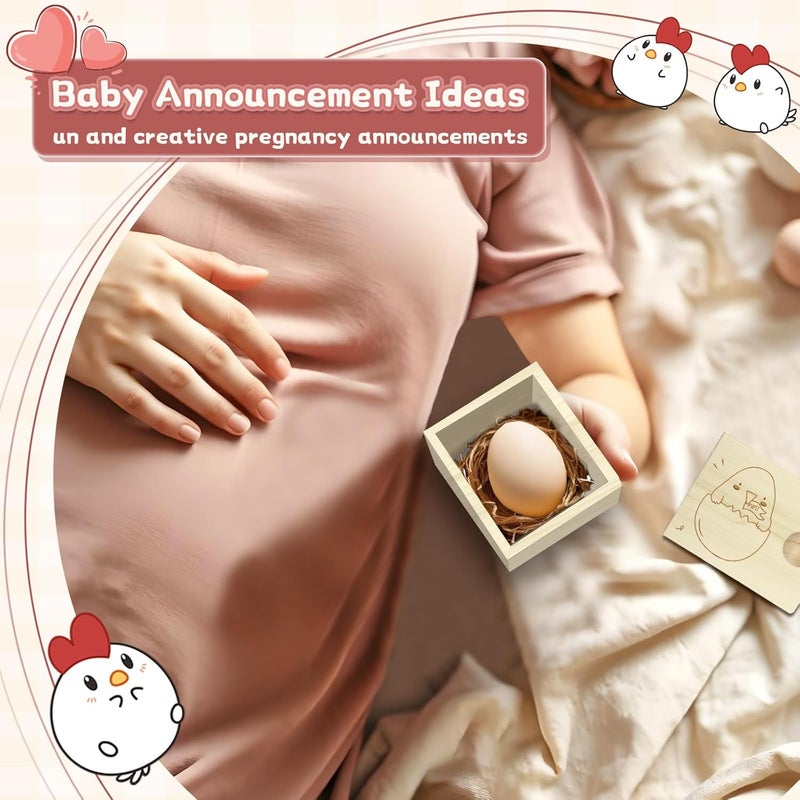 1DFAUL Egg Baby Announcement Reveal Ideas Surprise Pregnancy Announcement Wood Box for Grandparents Husband Parents Friends Baby Fun Gifts Box Idea - Image 3