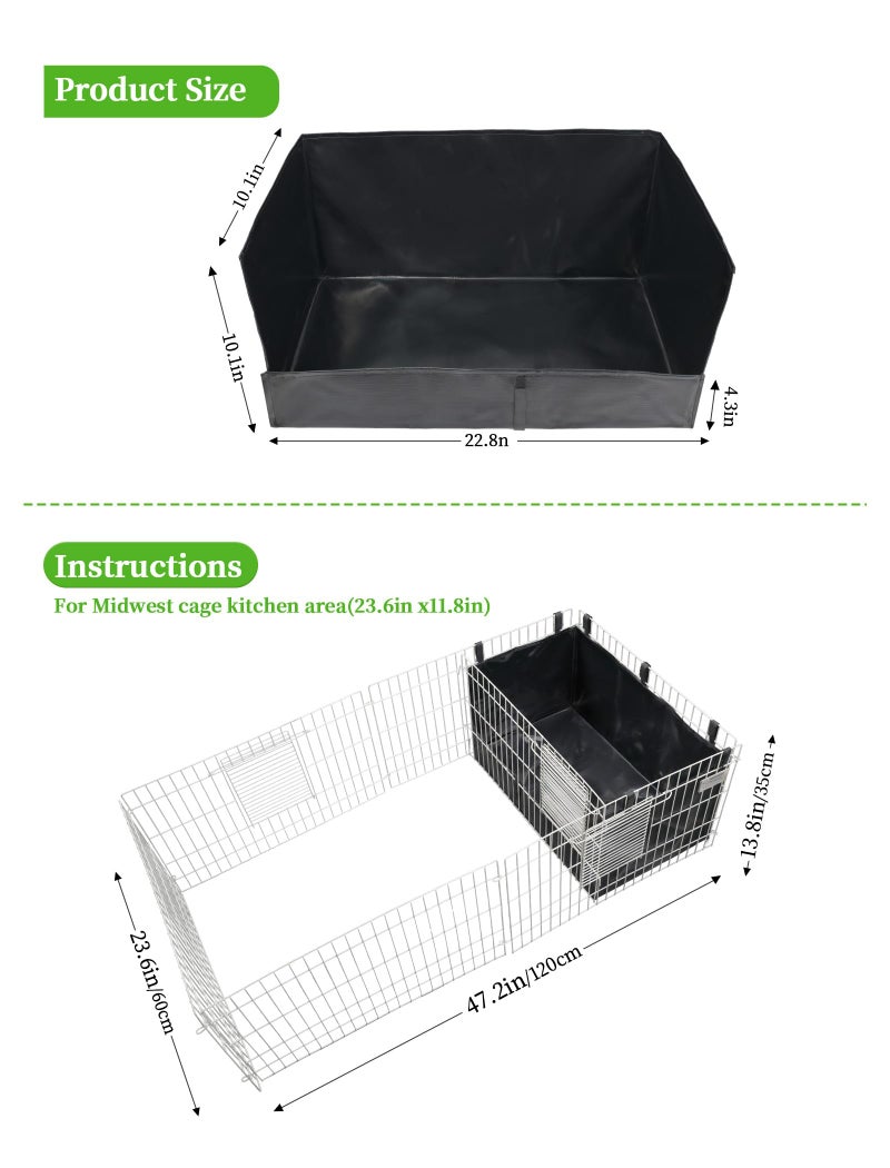 GINIDEAR Guinea Pig Cage Liner, for Midwest Cage Kitchen 24"X13" Litter Box & Hay Feedder for Guinea Pig Rabbits Hamsters Hedgehogs Ferrets and Other Small Animals. Black - Image 3