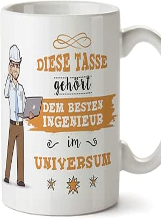 MUGFFINS Engineer Mug - Beautiful and Funny Coffee Gift - This Belongs to the Best Engineer in the Universe - Ceramic 350 ml