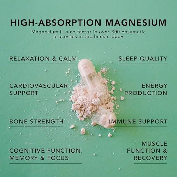 AMANDEAN Magtein Magnesium Complex. L-Threonate, Glycinate, Malate Triple Blend Chelated Magnesium Supplement. 90 Veggie Capsules. High Absorption Branded Ingredients. Brain Health, Sleep, Calm*. - Image 3