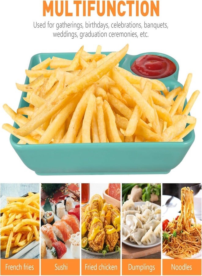KASQUE® Pasta Plate Dumpling Serving Plate with Sauce Compartment Plastic Plate Nachos, Momos, French Fries, Chips Snacks Dish,18.3 x 17 x 3.5 cm, White, Pack of 8 - Image 4